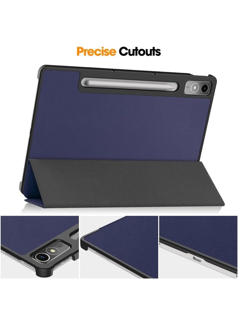جراب متوافق مع Lenovo Tab P12 (12.7 بوصة) 2023 (TB370FU/TB371FU) مع وظيفة الحامل، غطاء ذكي مع خاصية السكون والاستيقاظ التلقائي، جراب واقٍ من مادة TPU المضادة للخدش - أزرق - Image 5
