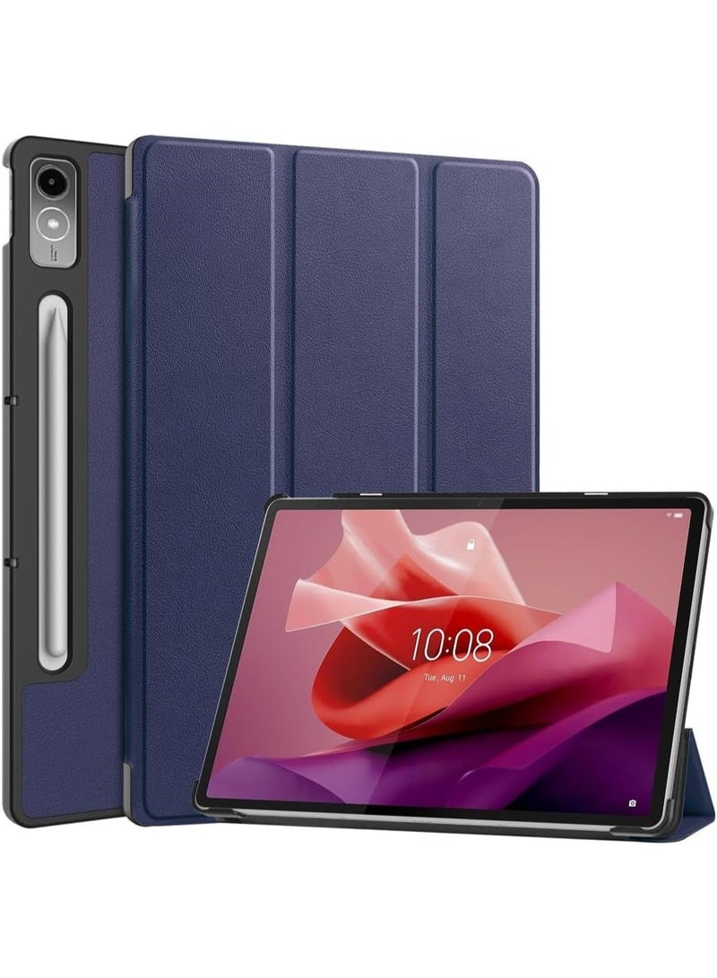 جراب متوافق مع Lenovo Tab P12 (12.7 بوصة) 2023 (TB370FU/TB371FU) مع وظيفة الحامل، غطاء ذكي مع خاصية السكون والاستيقاظ التلقائي، جراب واقٍ من مادة TPU المضادة للخدش - أزرق - Image 1