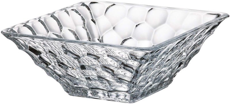 Barski Glass Bowl  Square  Pebbled Textured Exterior Design  10  for Salad  Fruit  Made in Europe