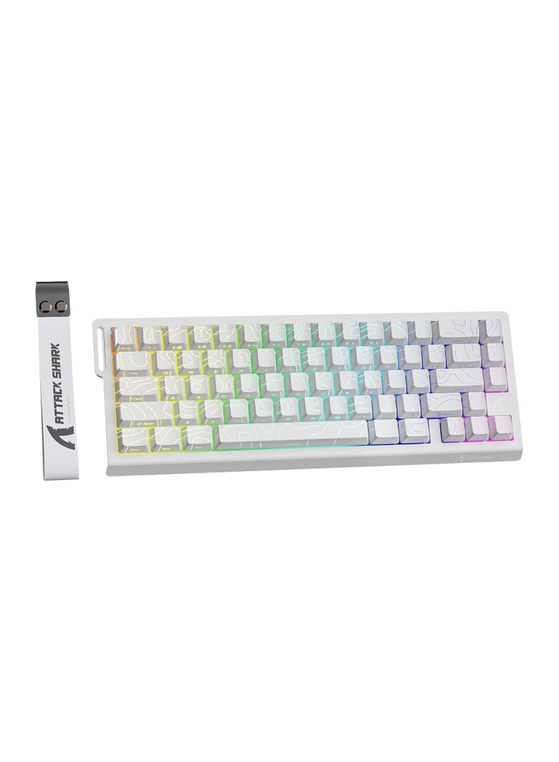 Attack Shark ATTACK SHARK X68 HE 8KHZ Rapid Trigger Keyboard Magnetic Switch,0.01 mm RT Accuracy,Wired RGB 60% Gaming Keyboard TKL with Adjustable Actuation,Snap Tap,Coiled Cable,for PC/Mac(White Contour) - Image 1