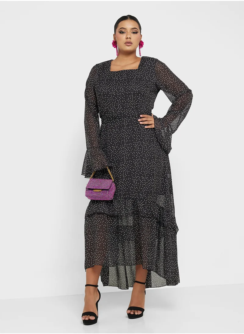 خزانة Plus size polka print dress