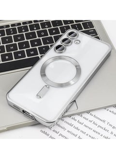 Generic For Samsung Galaxy S24 Silicone Transparent Back Case with Platinum Frame , Mag-Safe For Wireless Charging and Camera Lens Protector Compatible With Samsung Galaxy S24 (6.2'') (Clear&Silver)  - Image 2