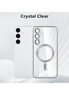 Generic For Samsung Galaxy S24 Silicone Transparent Back Case with Platinum Frame , Mag-Safe For Wireless Charging and Camera Lens Protector Compatible With Samsung Galaxy S24 (6.2'') (Clear&Silver)  - Image 3