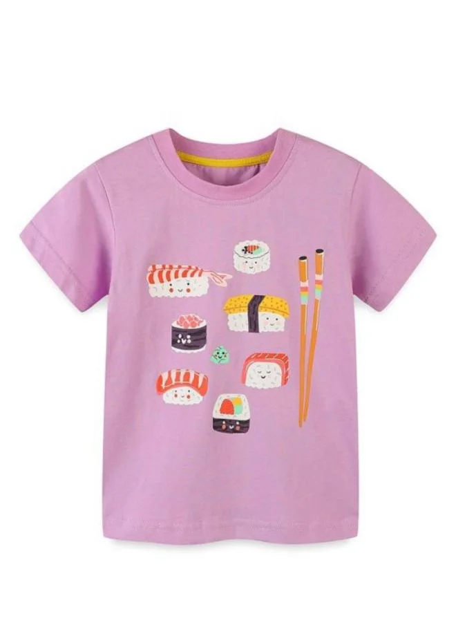 YUNIQEE Purple Printed Short Sleeve Crew Neck T-Shirt
