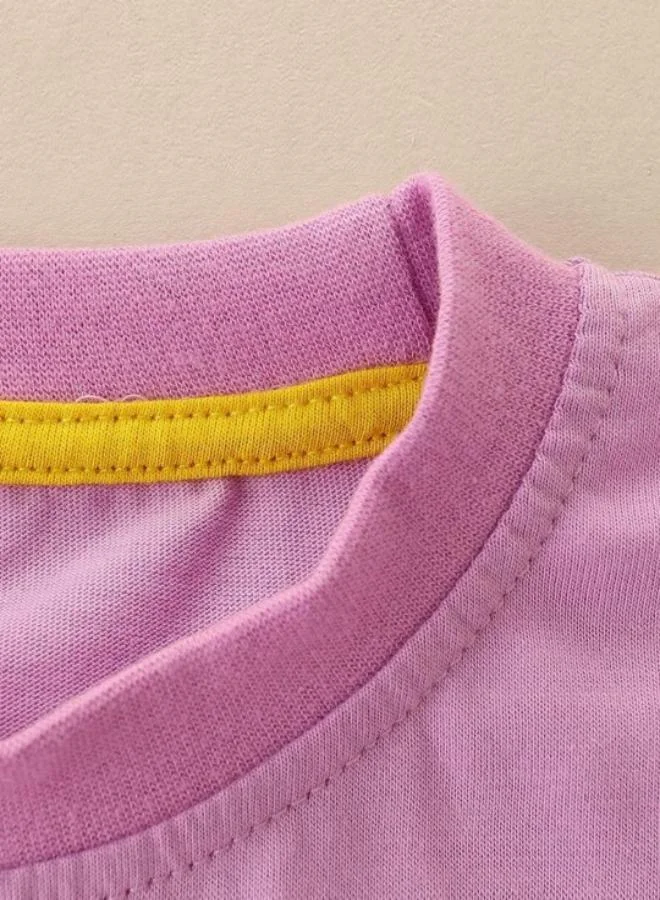 يونيكي Purple Printed Short Sleeve Crew Neck T-Shirt