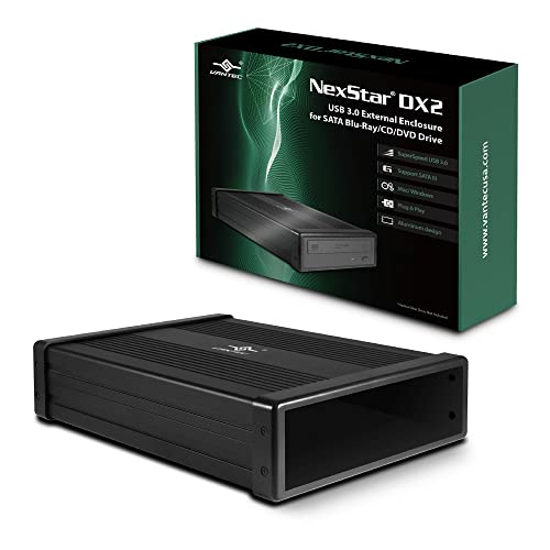 Vantec حاوية خارجية Vantec NexStar DX2 USB 3.0، مصممة لمحرك Blu-Ray/CD/DVD SATA بحجم 5.25"، الجيل الثاني DX، سبائك الألمنيوم، تناسب أي عمق لمحرك بصري، متوافقة مع TAA، قابلة للتبديل الساخن USB (NST-540S3-BK) - Image 1