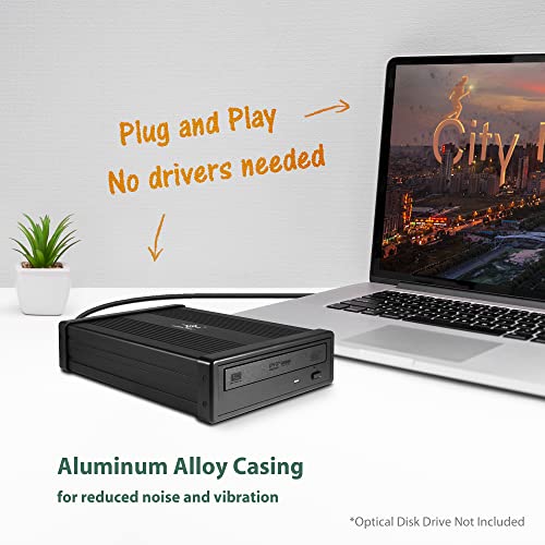Vantec حاوية خارجية Vantec NexStar DX2 USB 3.0، مصممة لمحرك Blu-Ray/CD/DVD SATA بحجم 5.25"، الجيل الثاني DX، سبائك الألمنيوم، تناسب أي عمق لمحرك بصري، متوافقة مع TAA، قابلة للتبديل الساخن USB (NST-540S3-BK) - Image 3