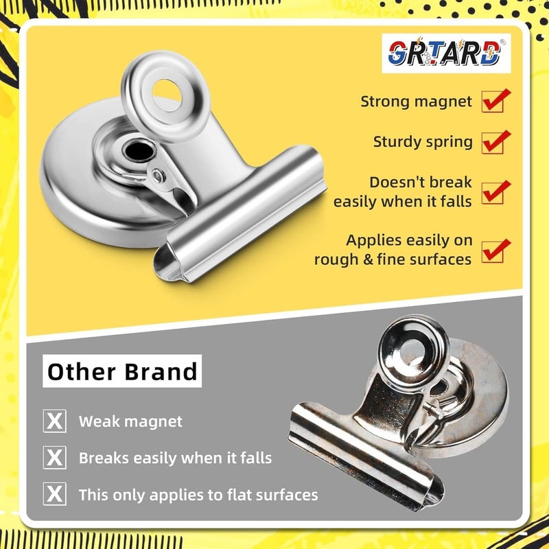 Rexez Pack of 6 Strong Magnetic Clips | Silver Metal Magnet Clips for Fridge, Whiteboard & Magnetic Board | Scratch-Resistant Heavy-Duty Clips for Photos, Notes, Bags & DIY Use - Image 3
