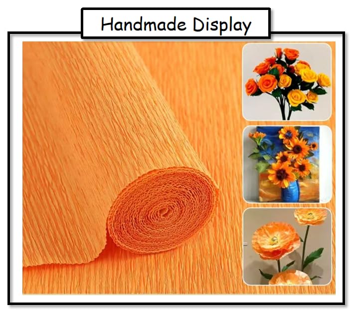LCREATE LCREATE LCREATE Crepe Paper Roll 8.2ft Long 17 Inch Wide for Wedding Ceremony Various Large Festivals Decoration (Orange) - Image 2