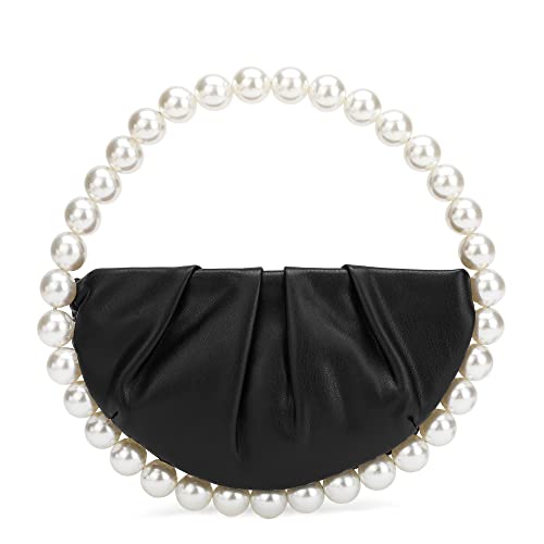 CARIEDO Pearl Soft Face Pleated Handbag Advanced Evening Bag Party Prom Bride Purse Phone Clutch Purse - Image 1