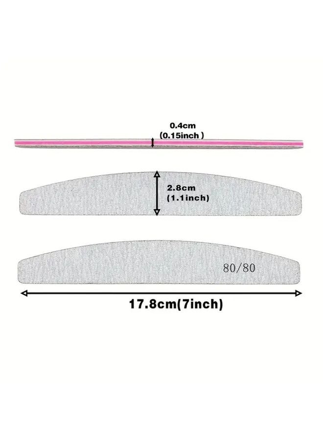 Pink 80 Grit 10pcs Acrylic Nail Files Washable Wear Resistant Sandpaper Polishing Tools - Image 5