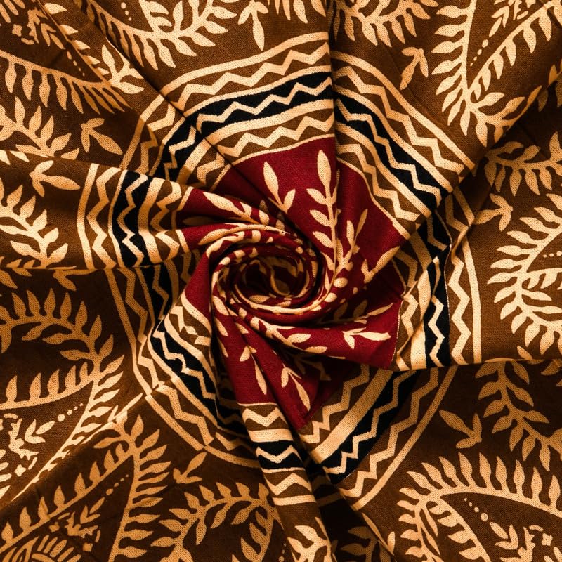 Furnofy 100% Cotton Traditional Jaipuri Print King Size Bedsheet (90x108 Inches) with 2 Matching Pillow Covers – Flat, Maroon - Image 3