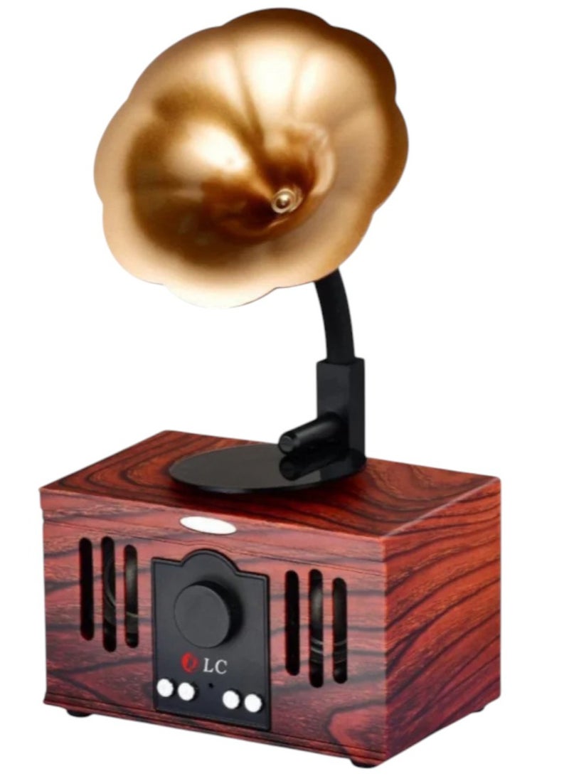 دي إل سي  مكبر صوت لاسلكي كلاسيكي بتقنية البلوتوث dlc-32249b بني/ذهبي/أسود - Image 1