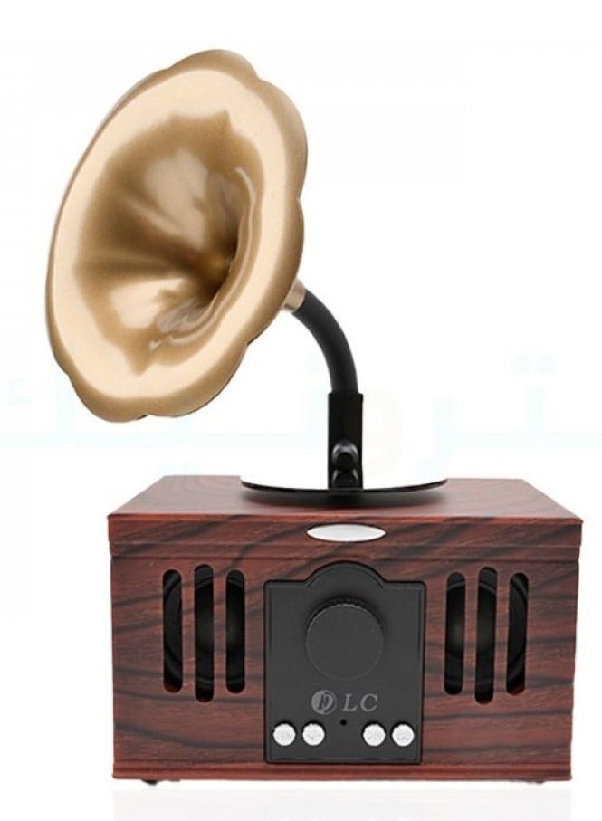 دي إل سي  مكبر صوت لاسلكي كلاسيكي بتقنية البلوتوث dlc-32249b بني/ذهبي/أسود - Image 2