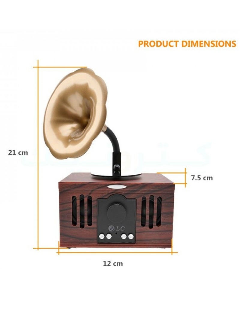 دي إل سي  مكبر صوت لاسلكي كلاسيكي بتقنية البلوتوث dlc-32249b بني/ذهبي/أسود - Image 3