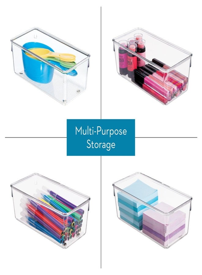 iDesign Plastic Drawer Organizer for Kitchen, Bathroom, and Desk Drawers, Set of 3, Clear - Image 4