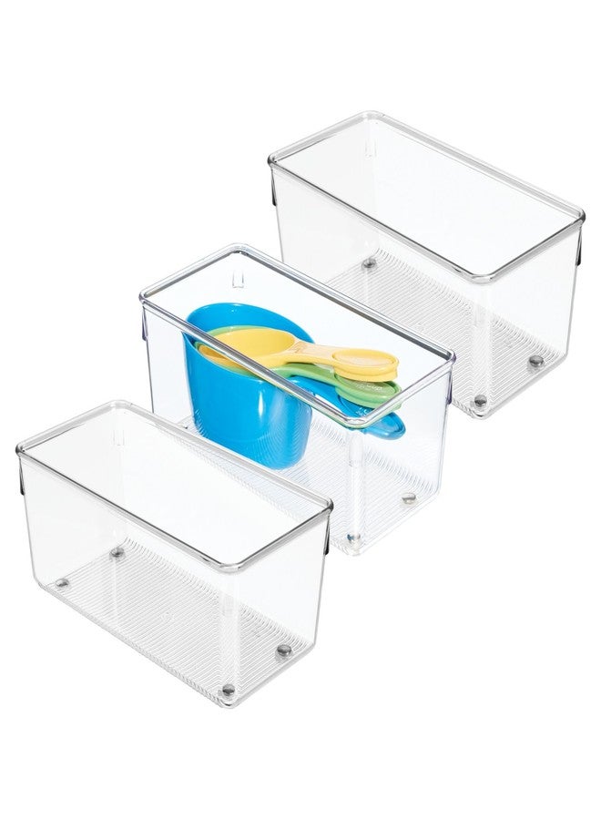 iDesign Plastic Drawer Organizer for Kitchen, Bathroom, and Desk Drawers, Set of 3, Clear - Image 1