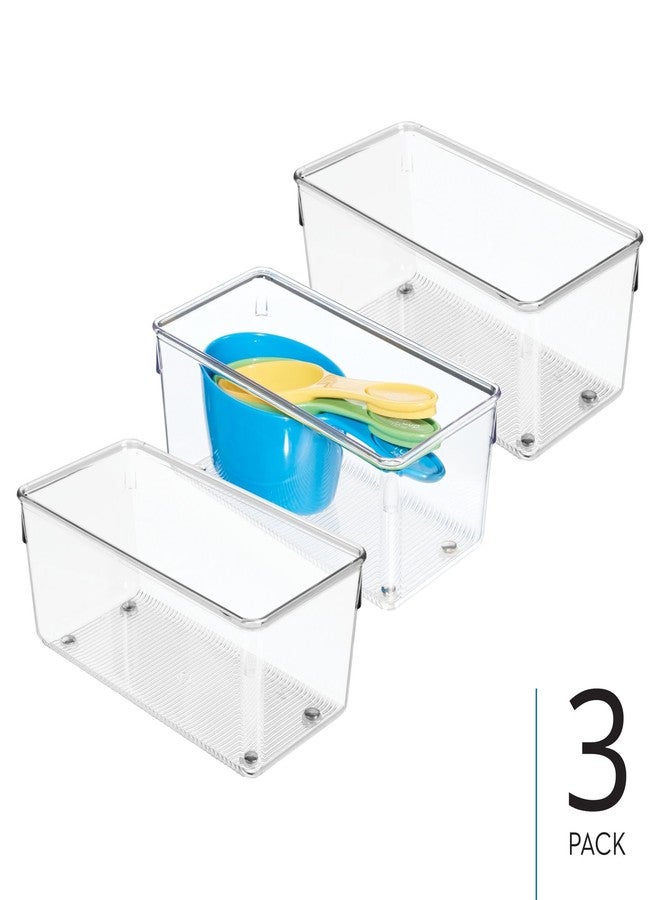 iDesign Plastic Drawer Organizer for Kitchen, Bathroom, and Desk Drawers, Set of 3, Clear - Image 2
