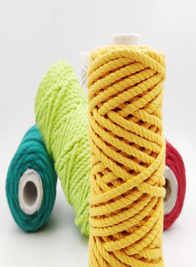 Bobbiny 3Ply Twisted Macrame Cotton Cord Dori (Each Color 4mm 10 Meter) Thread for Macrame DIY and Other Projects_Green,Sea Green,M Yellow,Red,Sky,Off White. - Image 3