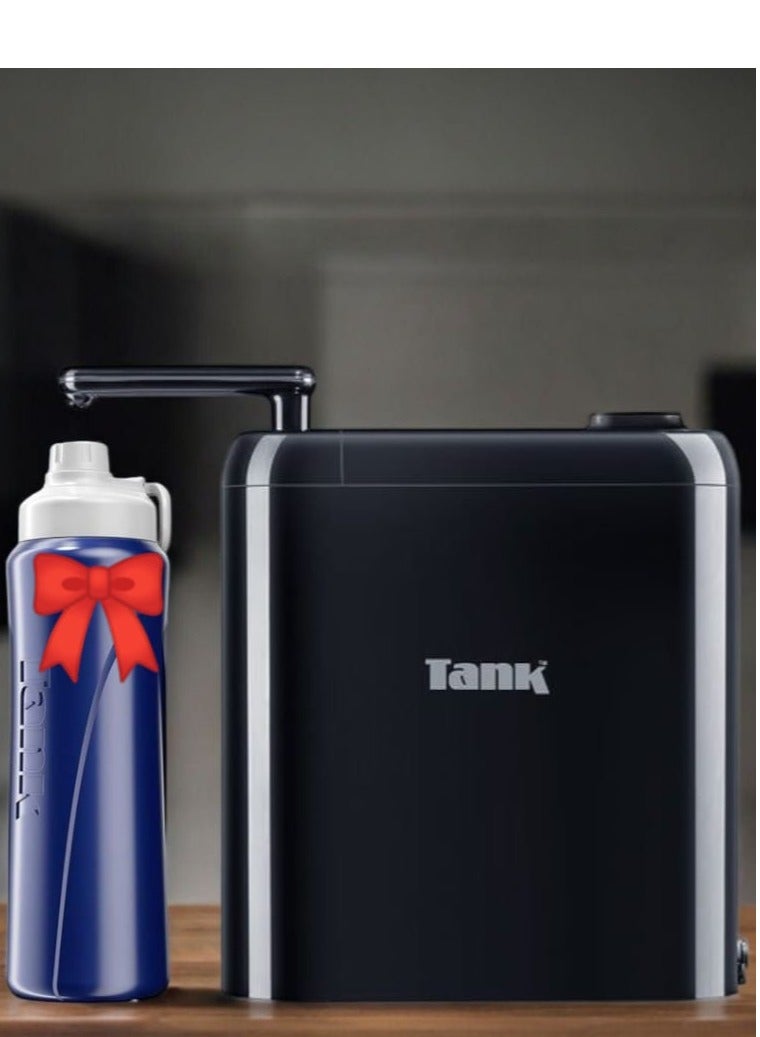 Tank Pro Water Filter - 6 Pressurized Filtration Functions, Black, Digital Timer + Tank Me Super Cool Bottle 1L - Navy Free