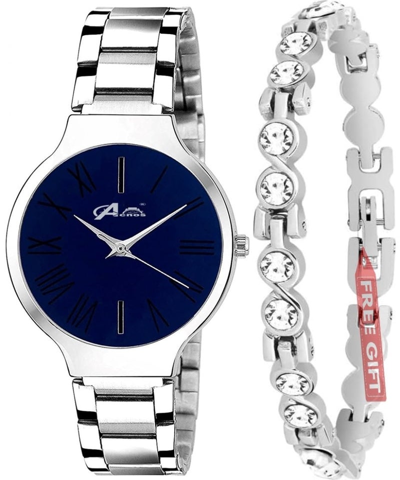 Acnos Premium Stainless Steel Casual Analogue Women's Watch (Blue Dial Silver Colored Strap) - Image 5