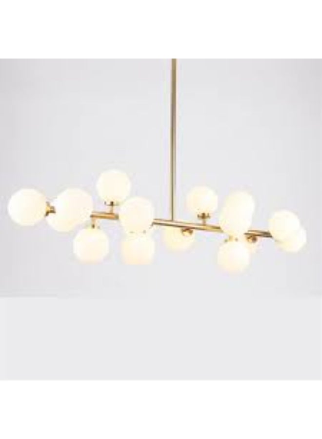 ALMIFTAH Modern Globe Chandelier – 12-Light Gold Linear Pendant Light for Dining Room, Living Room, or Kitchen Island – Mid-Century Contemporary Ceiling Fixture with Frosted Glass Globes - Image 3