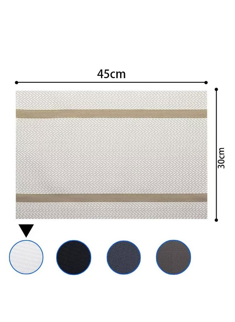 DELGREEN White Placemats Set of 6 - Washable Easy Clean Vinyl Placemats - Heat Resistant PVC Place Mats - Table Mats for Dining Table (White Gold Arrow Pattern)  - Image 5