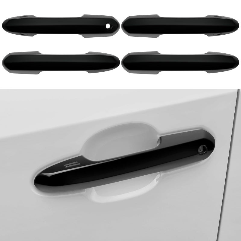 Bercicci Car Door Handle Cover Protector Compatible with Toyota 20192025 RAV4 20202025 Highlander Hybrid Include HEV Accessories Glossy Black ABS Material - Image 3