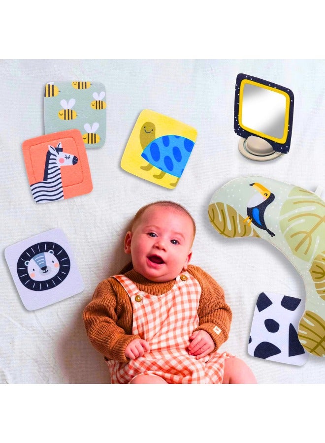 Chase Up Tummy Time Set with Ergonomic Cushion, Double-Sided High Contrast Flash Cards & Mirror Card, Developmental Baby Play Mat Accessories & Card Stands for Newborn Infant Tummy Time - Image 3