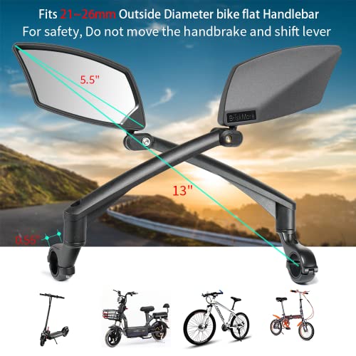 BriskMore Bike Handlebar Mirrors 1 Pair, High–Definition Convex Scratch Resistant Glass Lens,Safe Rearview Bicycle Mirrors(Right And Left Side) BT-016 - Image 2