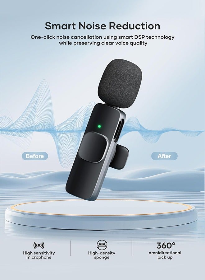 XiuWoo Wireless Microphone, Dual Wireless Mics with Noise Cancelling, Plug & Play for iPhone and Type-C Devices, 2.4GHz, Ideal for Video Recording, Interviews, and Vlogging - Image 4