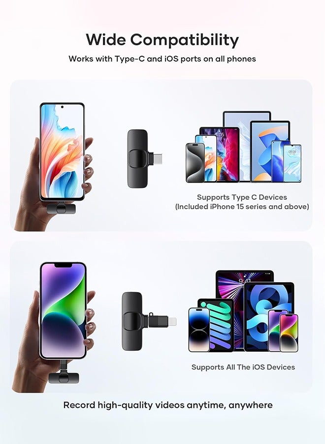 XiuWoo Wireless Microphone, Dual Wireless Mics with Noise Cancelling, Plug & Play for iPhone and Type-C Devices, 2.4GHz, Ideal for Video Recording, Interviews, and Vlogging - Image 3