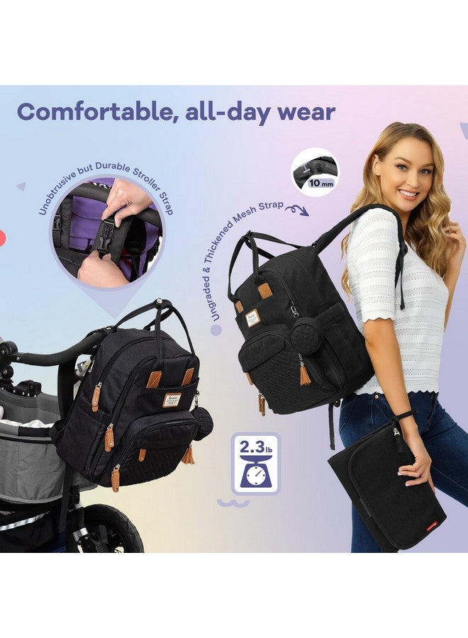 RUVALINO Diaper Bag Backpack, Multifunction Travel Pack Maternity Baby Changing Bags, Large Capacity, Waterproof, Black - Image 2