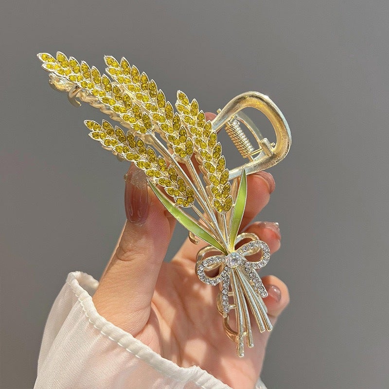 Generic 1 x 5 pcs Ultra-magical Flower Hair Clip Women Large Shark Clip Hair Accessories Fresh Sweet Style Electroplated Bell Lotus Flower Design ZJ030-7# Metal Wheat Alloy Grip 