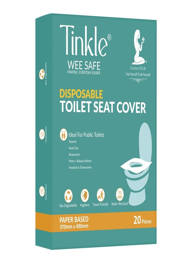 Tinkle Wee Safe Disposable Toilet Seat Covers | 20 Sheets | Water-Proof, Biodegradable | Protection Against Wetness & Germs on Public Toilets | No Direct Contact with Unhygienic Seat | Travel-Friendly - Image 1