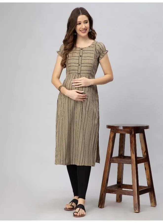 CEE 18 Women's Cotton Rayon A-Line Maternity Feeding Kurti with Zippers