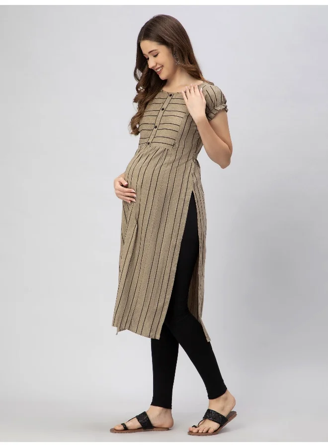 CEE 18 Women's Cotton Rayon A-Line Maternity Feeding Kurti with Zippers