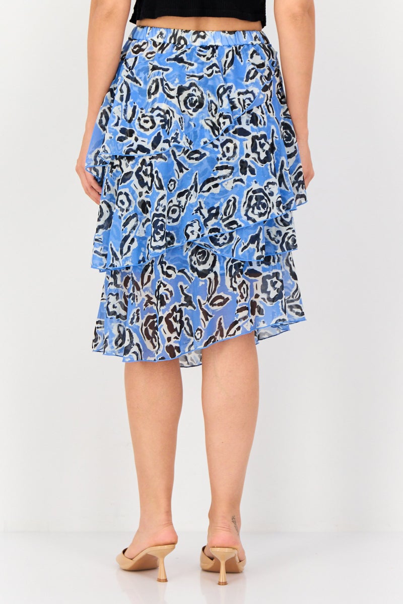 SELECTED Women Floral Print Tiered Skirt, Multicolor - Image 3