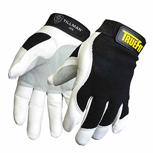 Tillman John Tillman and Co 2X Black and White TrueFit Goatskin and Spandex Full Finger Mechanics Gloves with ElasticHook and Loop Cuff, xx-Large, 14702X - Image 1