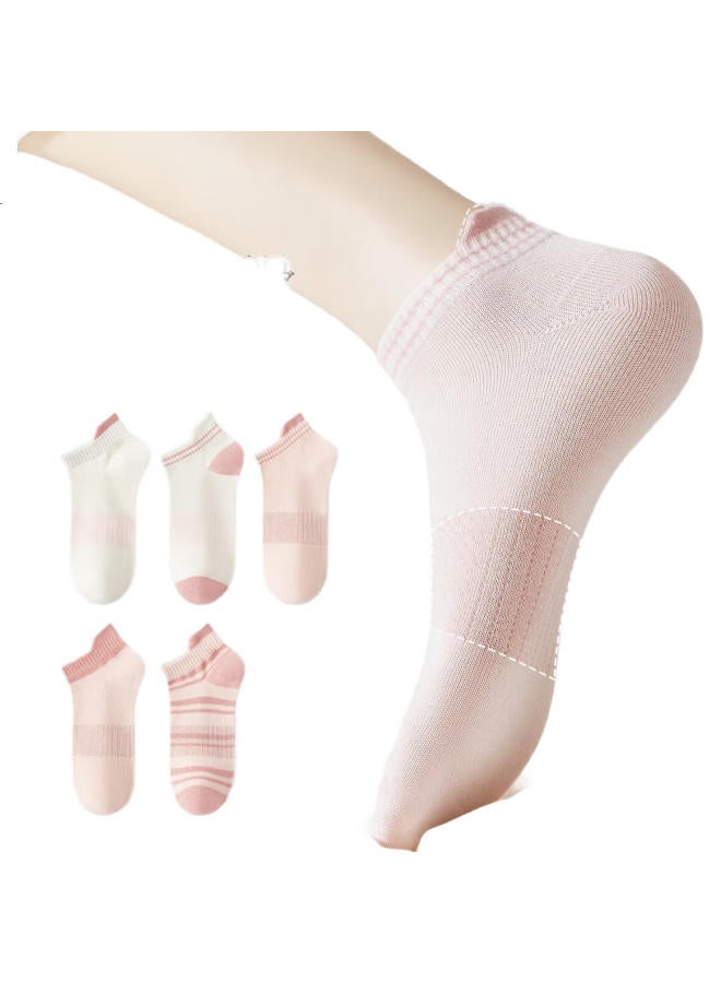 Your Sun Yiershuang [Antibacterial And Odor-Resistant] Women'S Socks, Summer Mesh Socks, Sweat-Absorbing, Casual, Versatile Sports Short Socks, 5 Pairs - Image 2