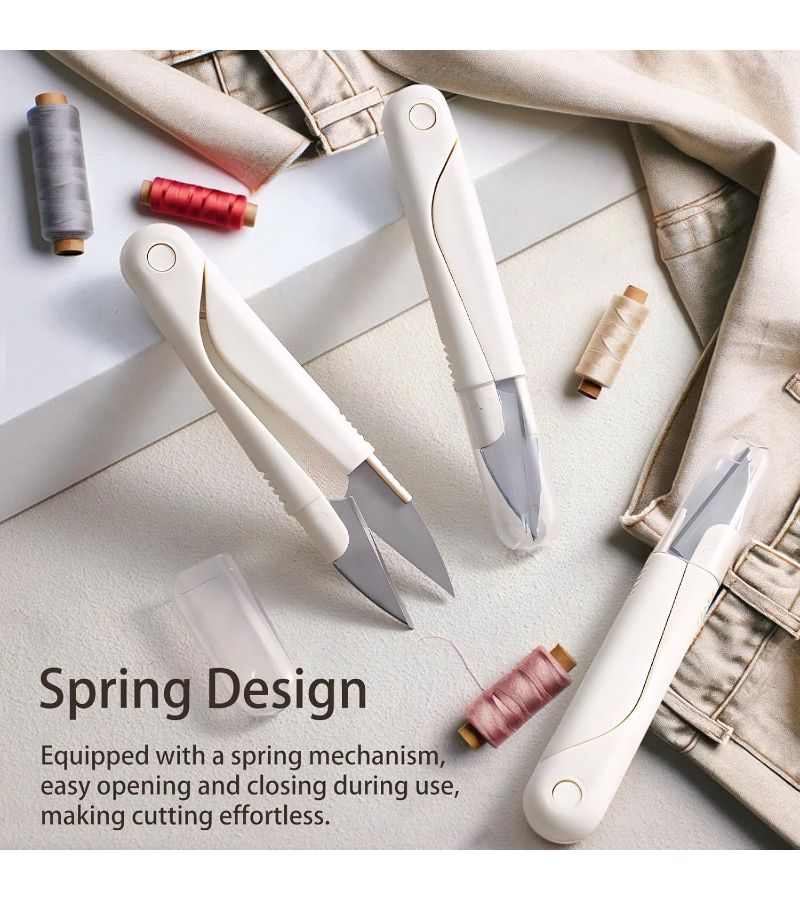 Fringe Trimming Scissors 1pc Small Craft Thread Snips Sewing Edging Scissors Portable Cover - Image 1