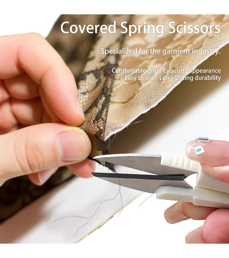 Fringe Trimming Scissors 1pc Small Craft Thread Snips Sewing Edging Scissors Portable Cover - Image 2