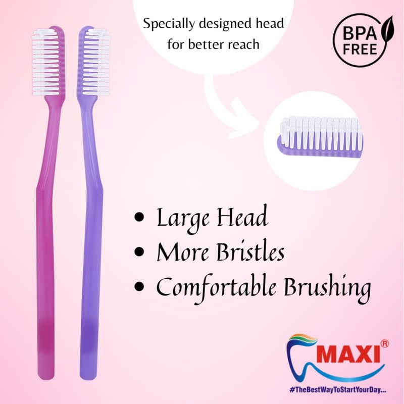 MAXI Angular Hard bristles Toothbrush, Multicolor (Pack Of 12) | Manual | Adults - Image 2