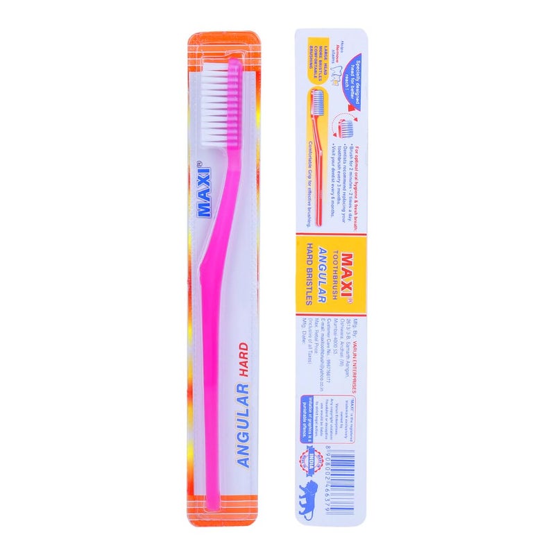 MAXI Angular Hard bristles Toothbrush, Multicolor (Pack Of 12) | Manual | Adults - Image 4