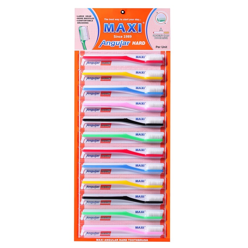 MAXI Angular Hard bristles Toothbrush, Multicolor (Pack Of 12) | Manual | Adults - Image 5