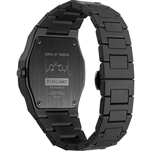 D1 Milano Polycarbon Unisex Luxury Watch, Polycarbonate Quartz Movement, Polycarbonate Strap, 50M Water Resistant Timepiece, Black Dial, 2 Years Warranty - PCBJ12 - Image 4