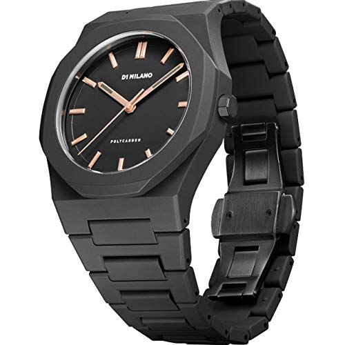 D1 Milano Polycarbon Unisex Luxury Watch, Polycarbonate Quartz Movement, Polycarbonate Strap, 50M Water Resistant Timepiece, Black Dial, 2 Years Warranty - PCBJ12 - Image 2