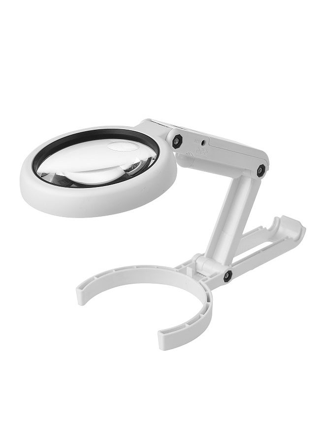 Generic - 5X/10X Handheld Desk Magnifier with LED Light and Stand USB Powered Illuminated Magnifying Glass - Image 1