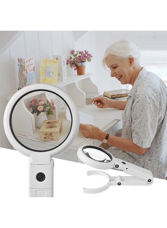 Generic - 5X/10X Handheld Desk Magnifier with LED Light and Stand USB Powered Illuminated Magnifying Glass - Image 1