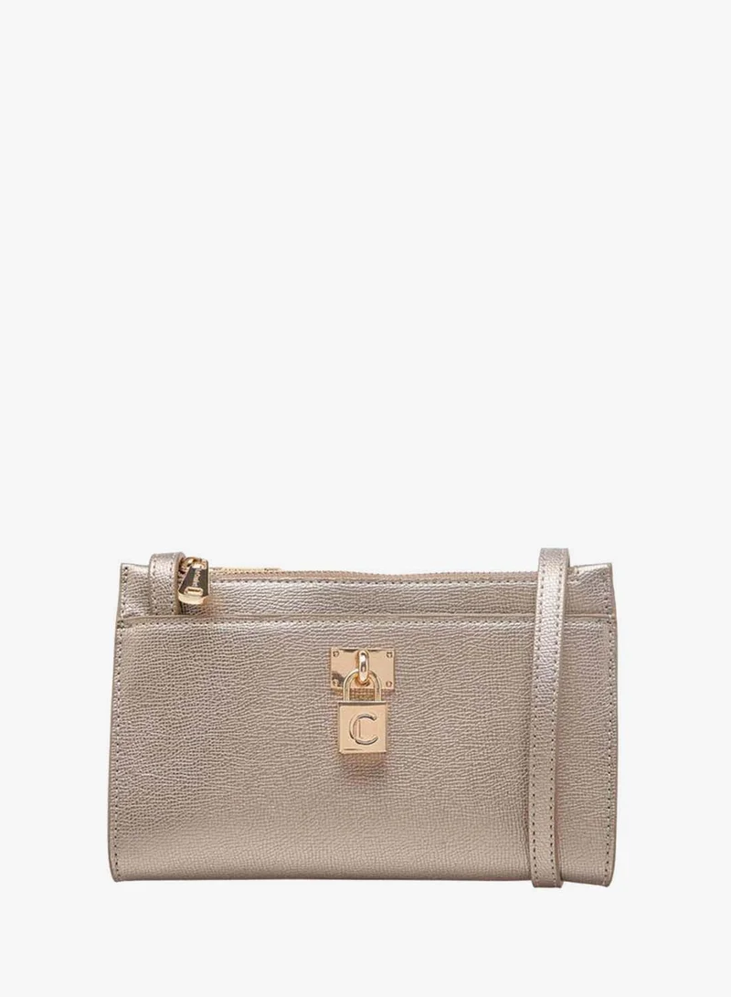 Textured Crossbody Bag With Lock Accent